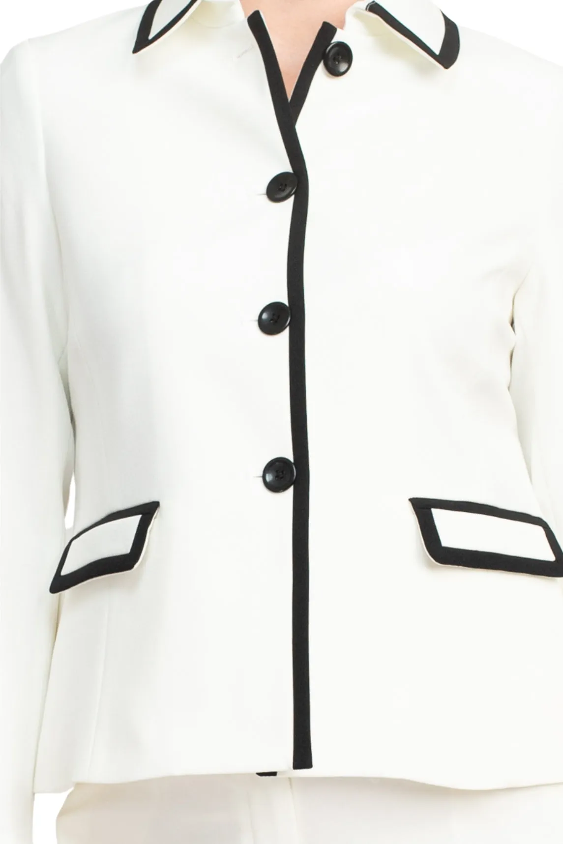 Le Suit Crepe Framed Button Up Pantsuit (Petite)