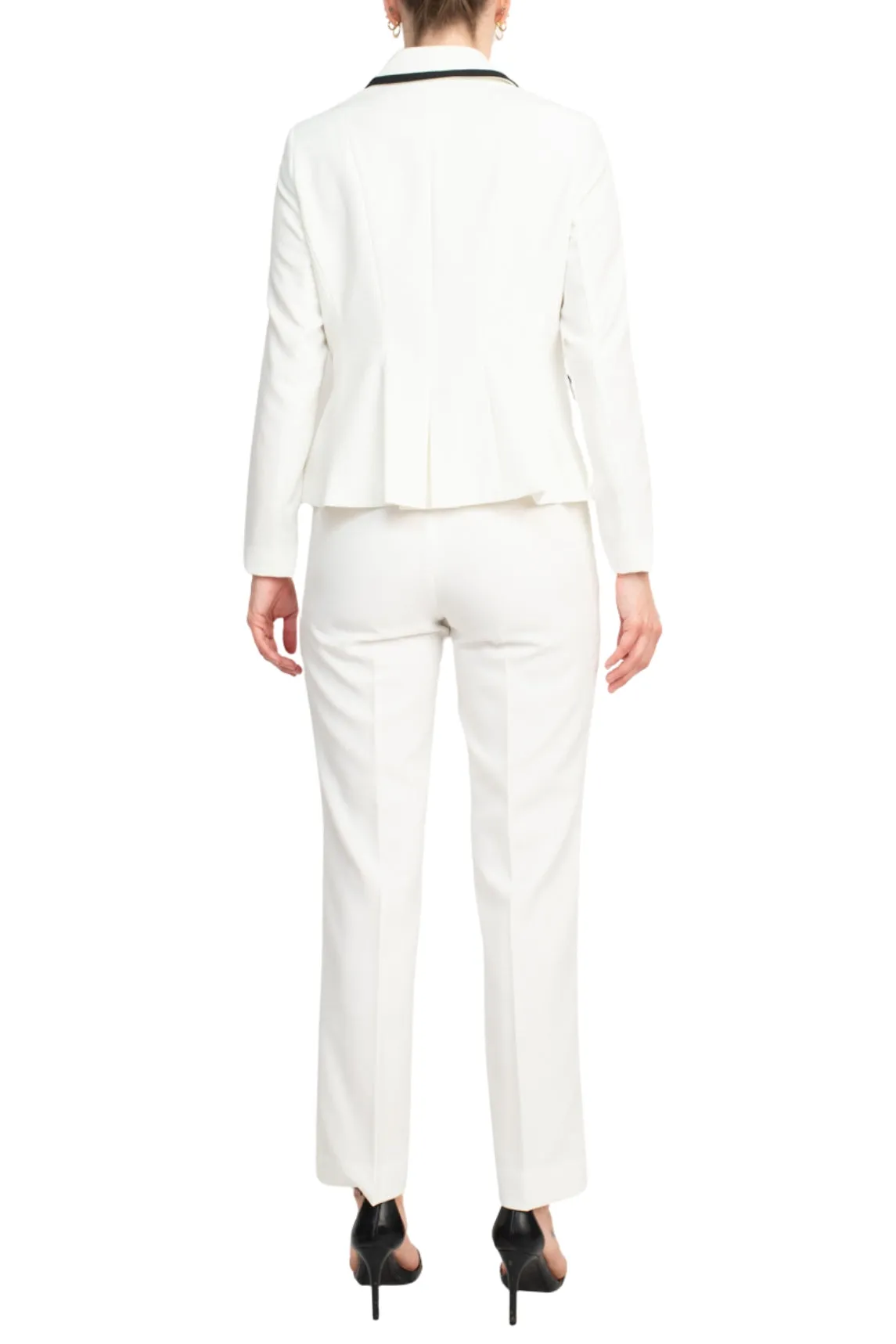 Le Suit Crepe Framed Button Up Pantsuit (Petite)