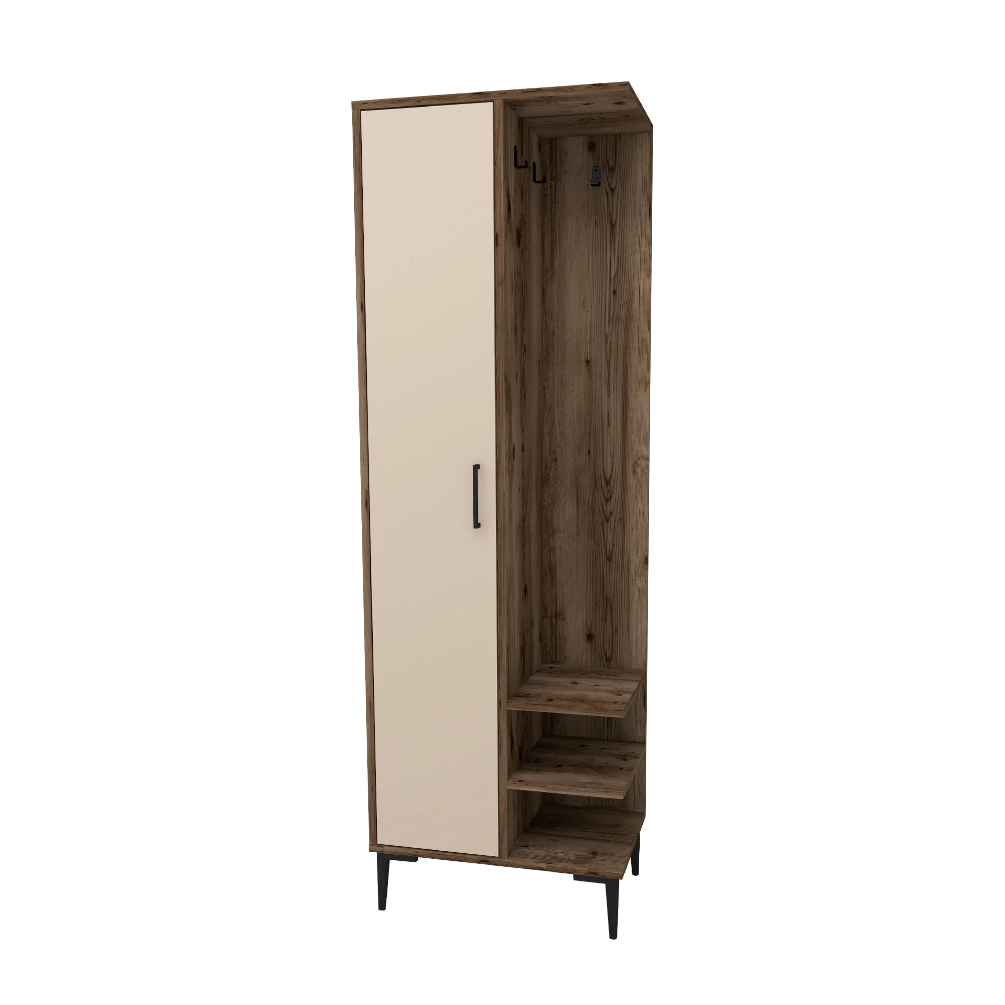 Leena Hallway Coat Rack with Cabinet and Shelves