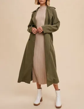 Leigh Longline Olive Green Trench Coat