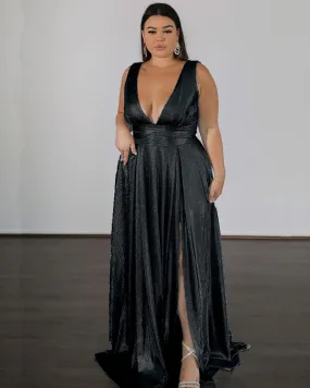 Lexa Stretch Shimmer Gown - Black