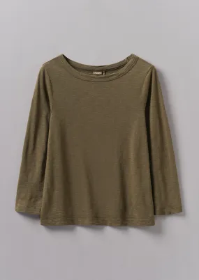 Lia Garment Dyed Boat Neck Tee | Olive