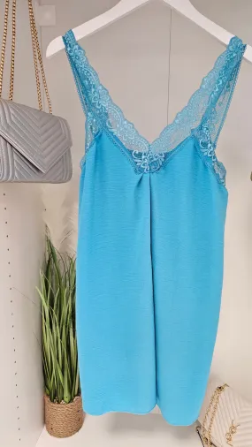 Linzi Lace Cami Top (Curvy) - Aqua