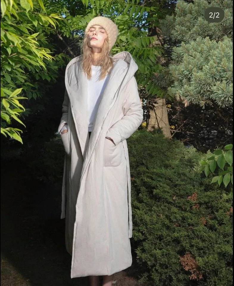 Look by M Belted Cotton Jersey Robe Coat