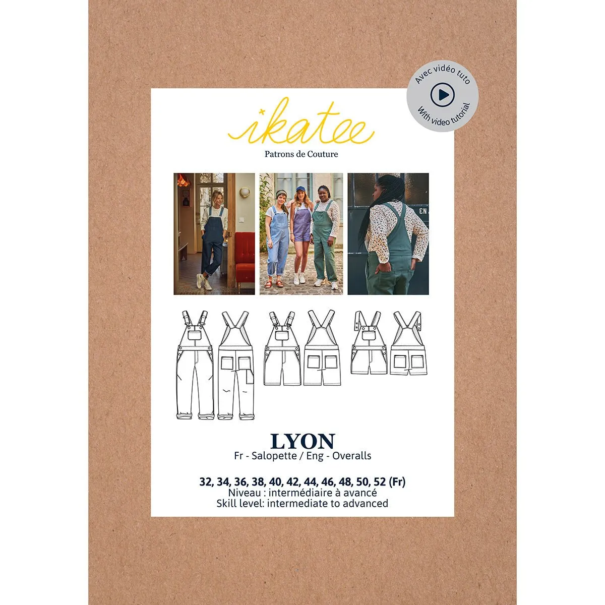 LYON Overalls - Women 34/52 Paper Sewing Pattern - Ikatee