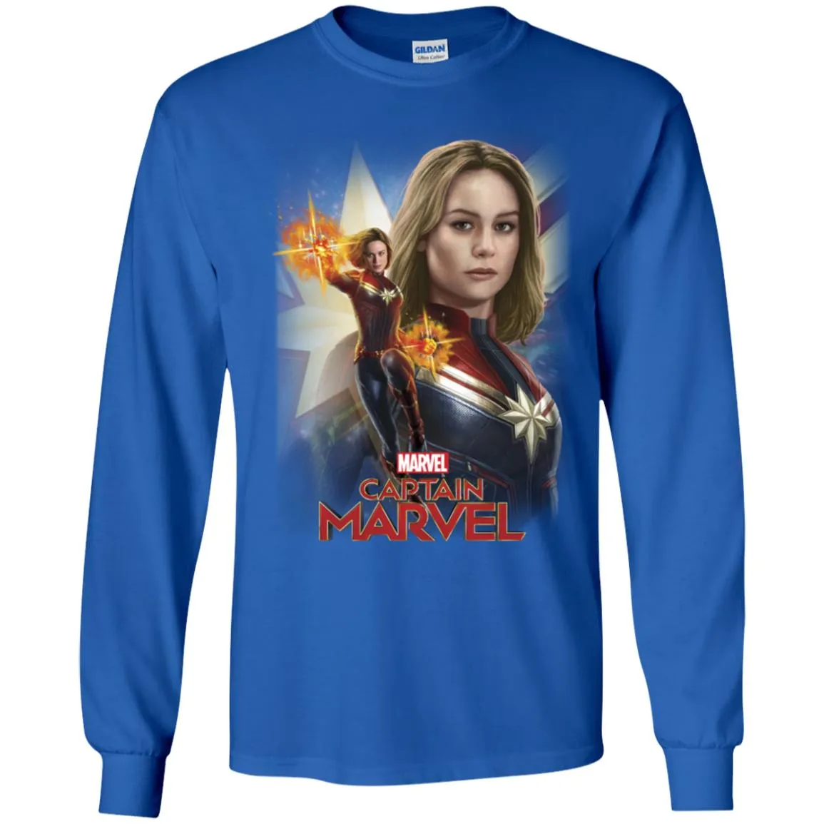 Marvel Captain Marvel Powers Portrait Men Long Sleeve Shirt