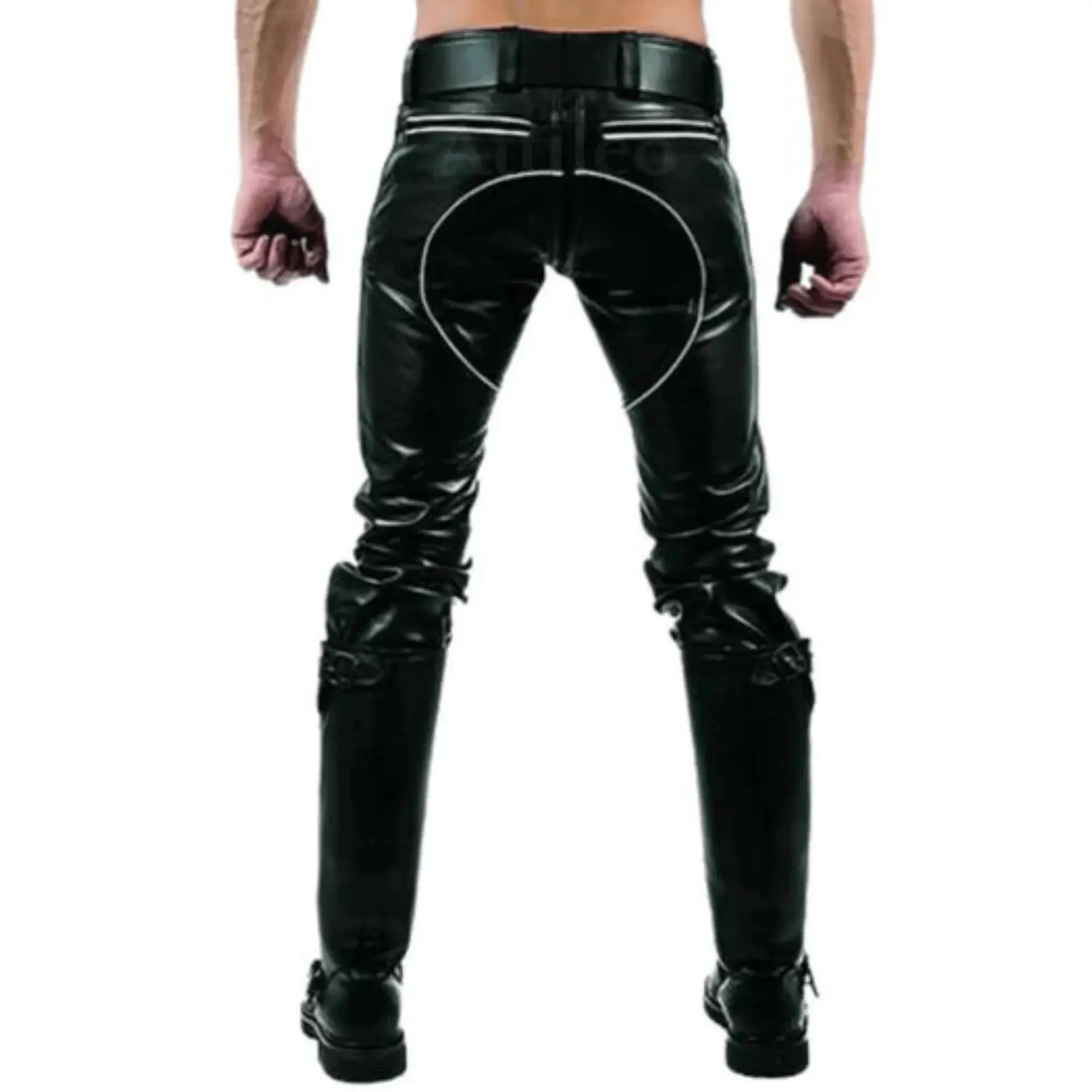 Men Black Leather Pants