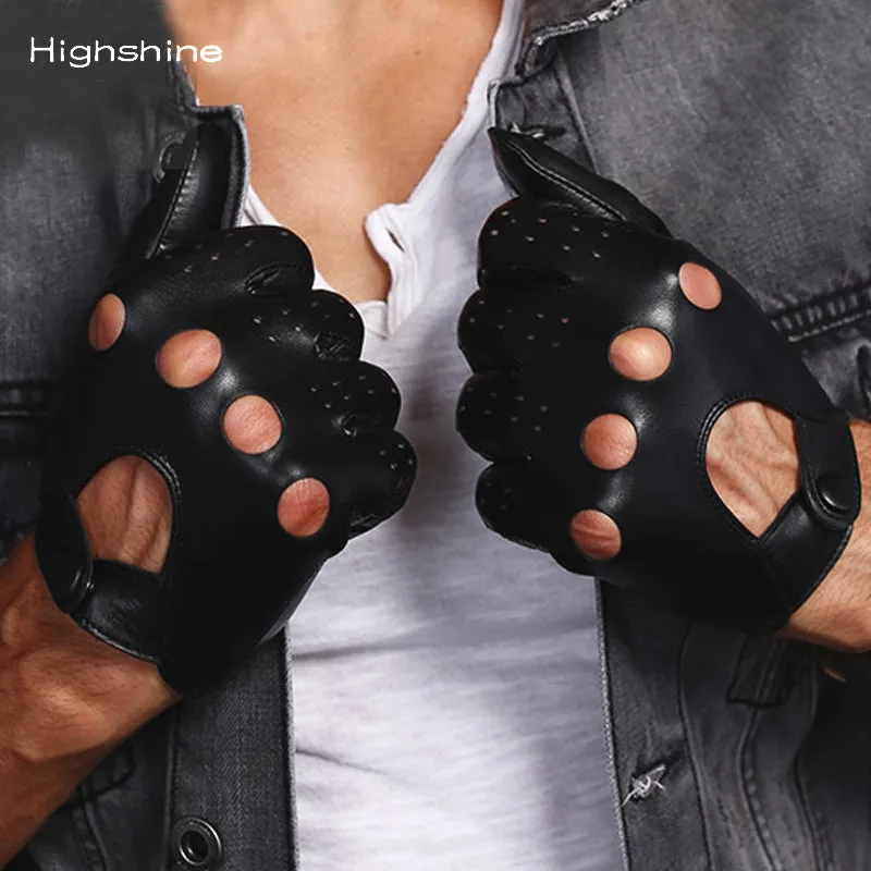 Men's  Leather Driving Gloves Italian Lamb Leather Gloves Soft Touch Screen