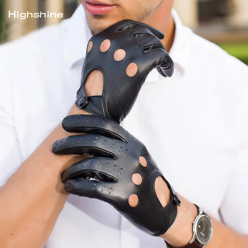 Men's  Leather Driving Gloves Italian Lamb Leather Gloves Soft Touch Screen