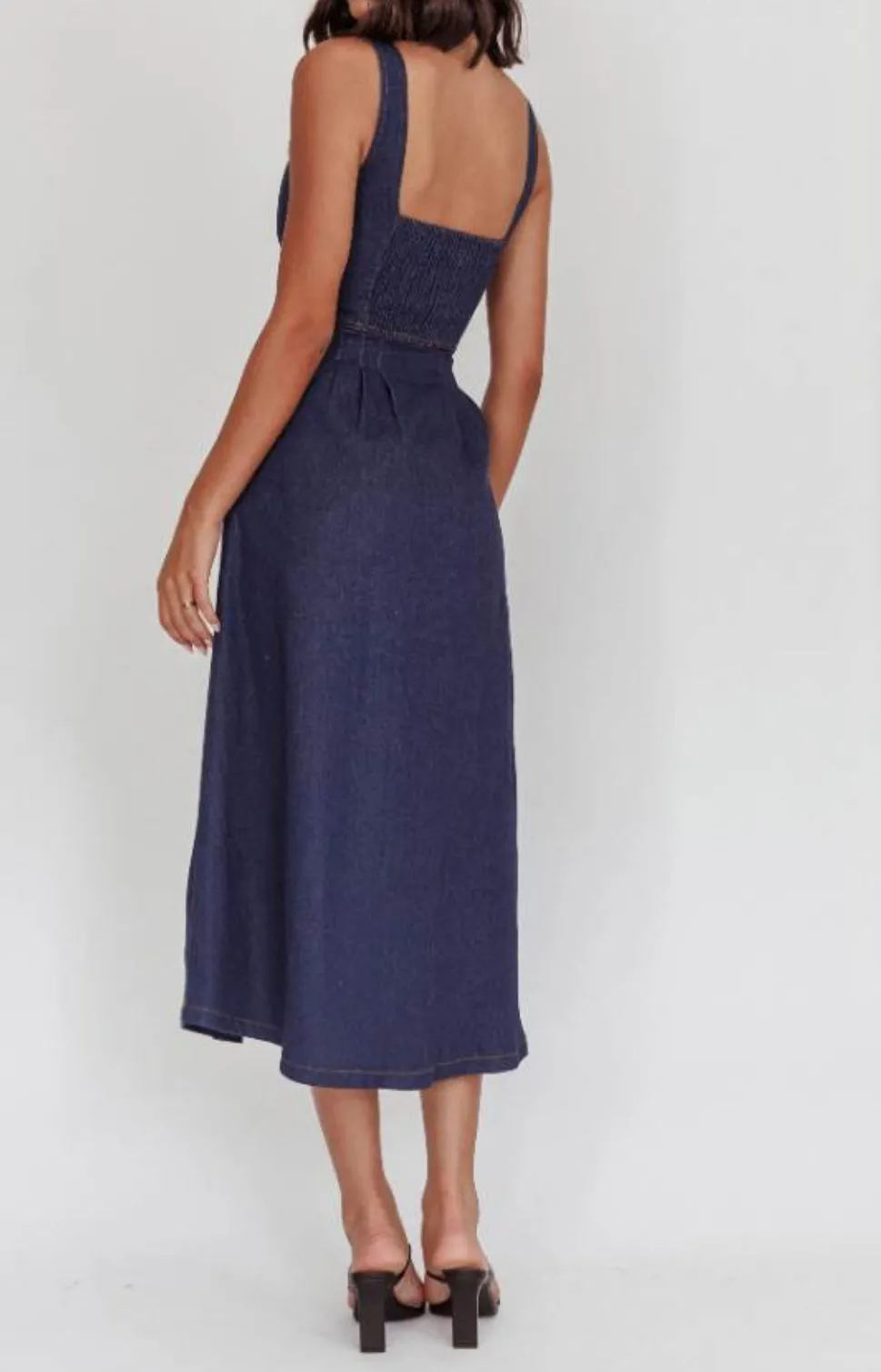 Millan Dark Blue Denim Midi Dress