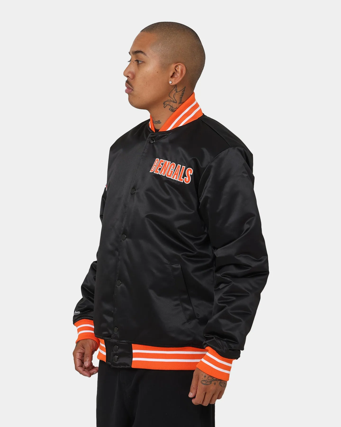 Mitchell & Ness Cincinatti Bengals Heavyweight Satin Jacket Black