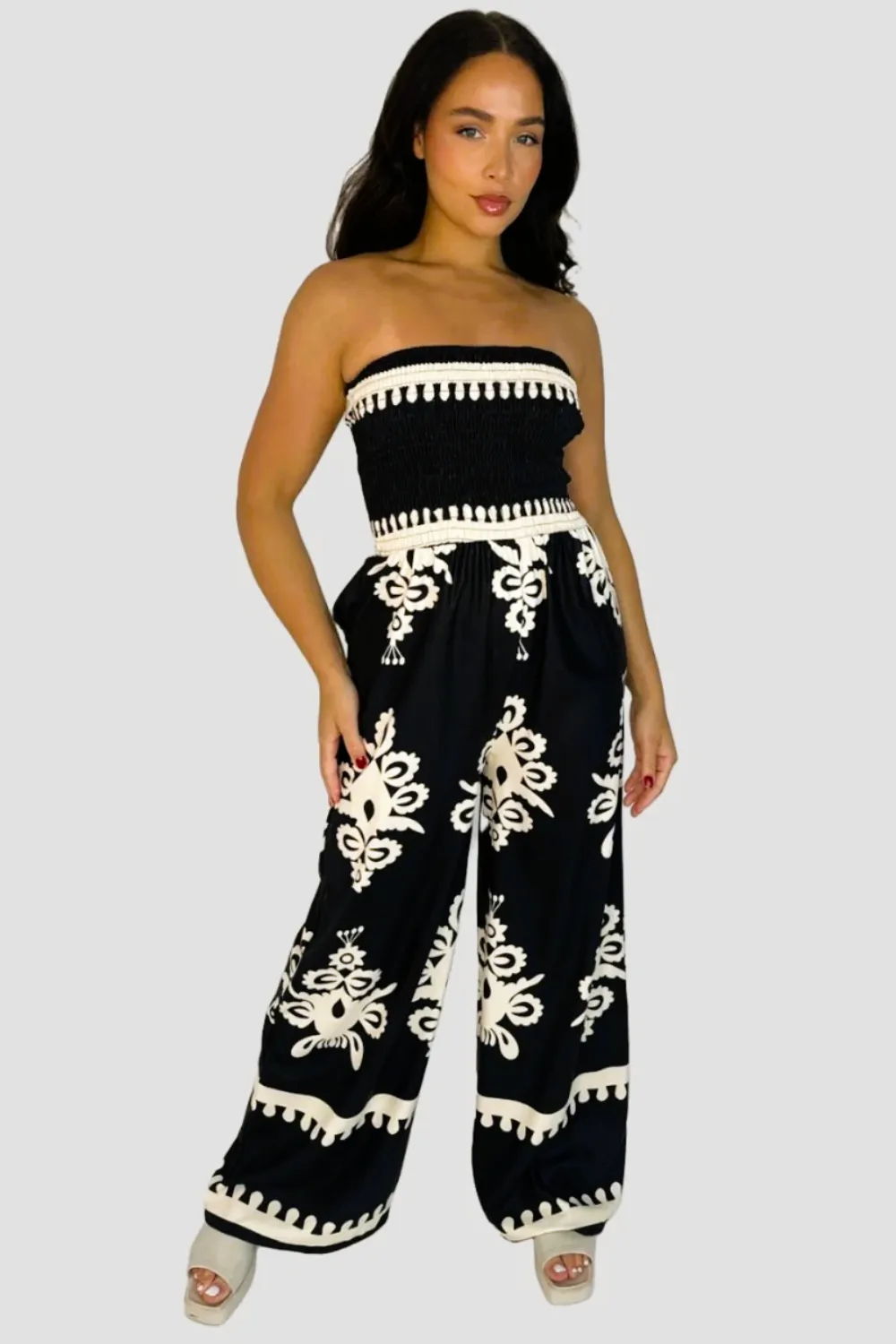 Monochrome Details Boobtube Maxi Dress