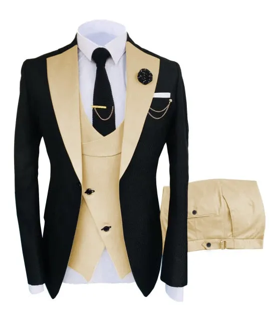 New Costume Popular Clothing Luxury Party Stage Men's Suit Groomsmen Regular Fit Tuxedo 3 Peices Set Jacket Trousers Vest