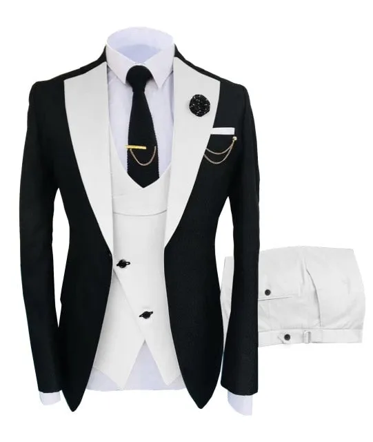 New Costume Popular Clothing Luxury Party Stage Men's Suit Groomsmen Regular Fit Tuxedo 3 Peices Set Jacket Trousers Vest