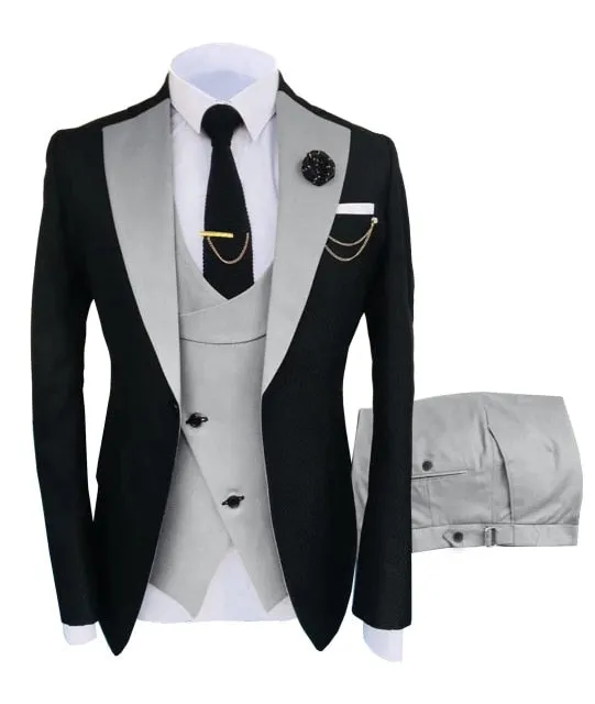 New Costume Popular Clothing Luxury Party Stage Men's Suit Groomsmen Regular Fit Tuxedo 3 Peices Set Jacket Trousers Vest