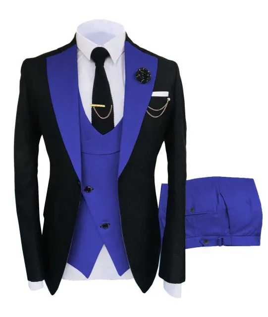 New Costume Popular Clothing Luxury Party Stage Men's Suit Groomsmen Regular Fit Tuxedo 3 Peices Set Jacket Trousers Vest