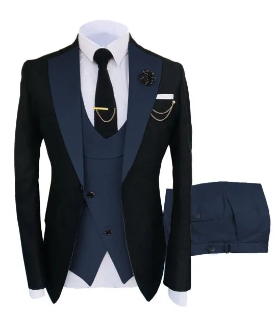 New Costume Popular Clothing Luxury Party Stage Men's Suit Groomsmen Regular Fit Tuxedo 3 Peices Set Jacket Trousers Vest