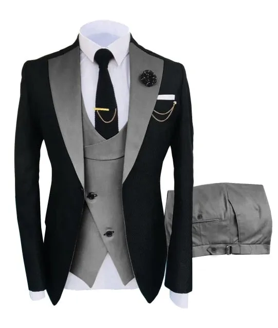 New Costume Popular Clothing Luxury Party Stage Men's Suit Groomsmen Regular Fit Tuxedo 3 Peices Set Jacket Trousers Vest