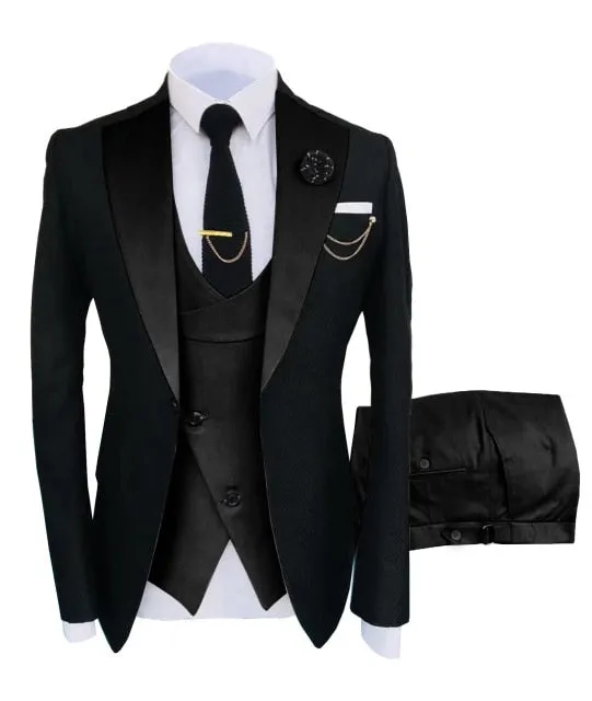 New Costume Popular Clothing Luxury Party Stage Men's Suit Groomsmen Regular Fit Tuxedo 3 Peices Set Jacket Trousers Vest