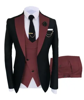 New Costume Popular Clothing Luxury Party Stage Men's Suit Groomsmen Regular Fit Tuxedo 3 Peices Set Jacket Trousers Vest