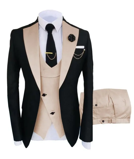 New Costume Popular Clothing Luxury Party Stage Men's Suit Groomsmen Regular Fit Tuxedo 3 Peices Set Jacket Trousers Vest