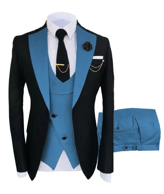 New Costume Popular Clothing Luxury Party Stage Men's Suit Groomsmen Regular Fit Tuxedo 3 Peices Set Jacket Trousers Vest