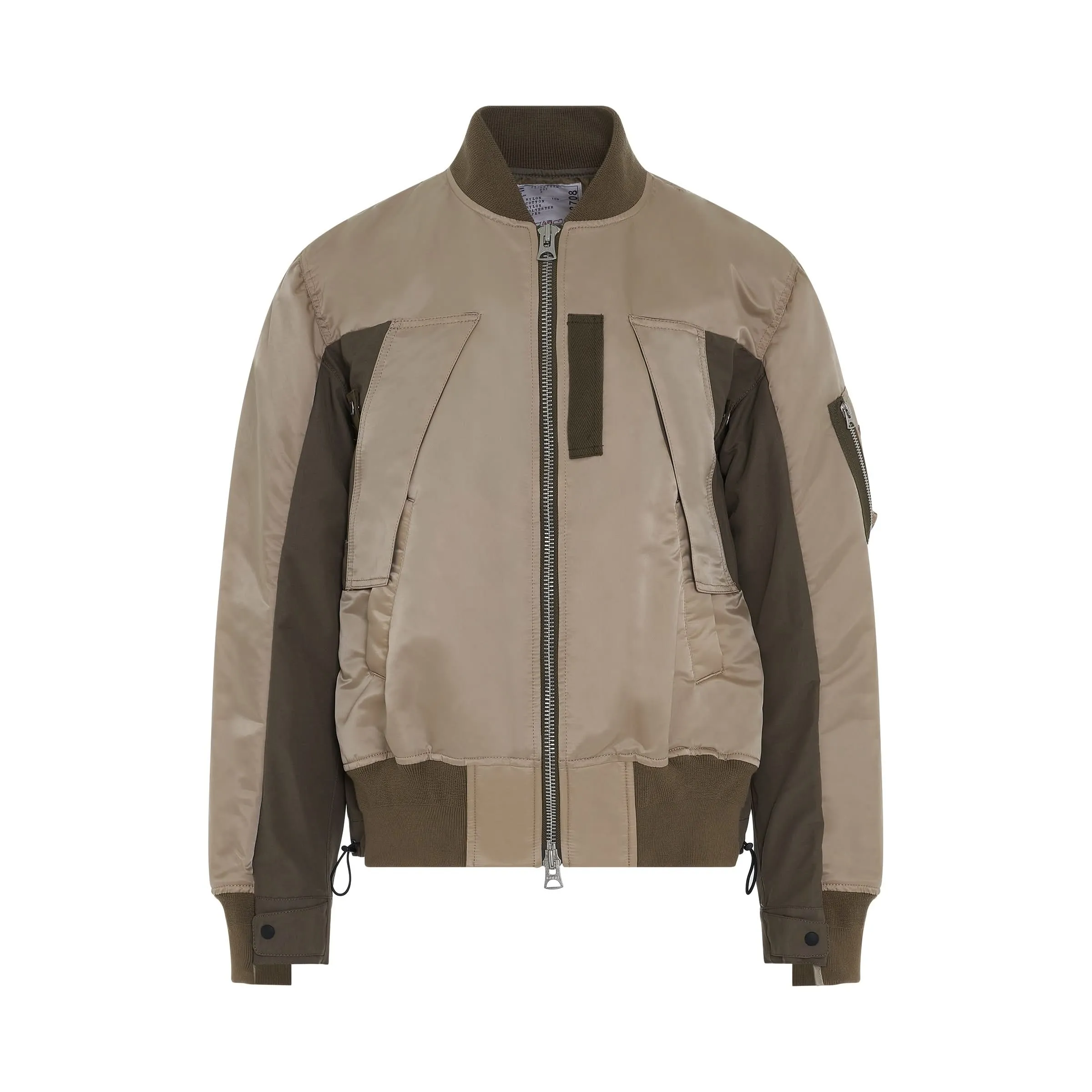 Nylon Twill Mix Classic Jacket in Beige