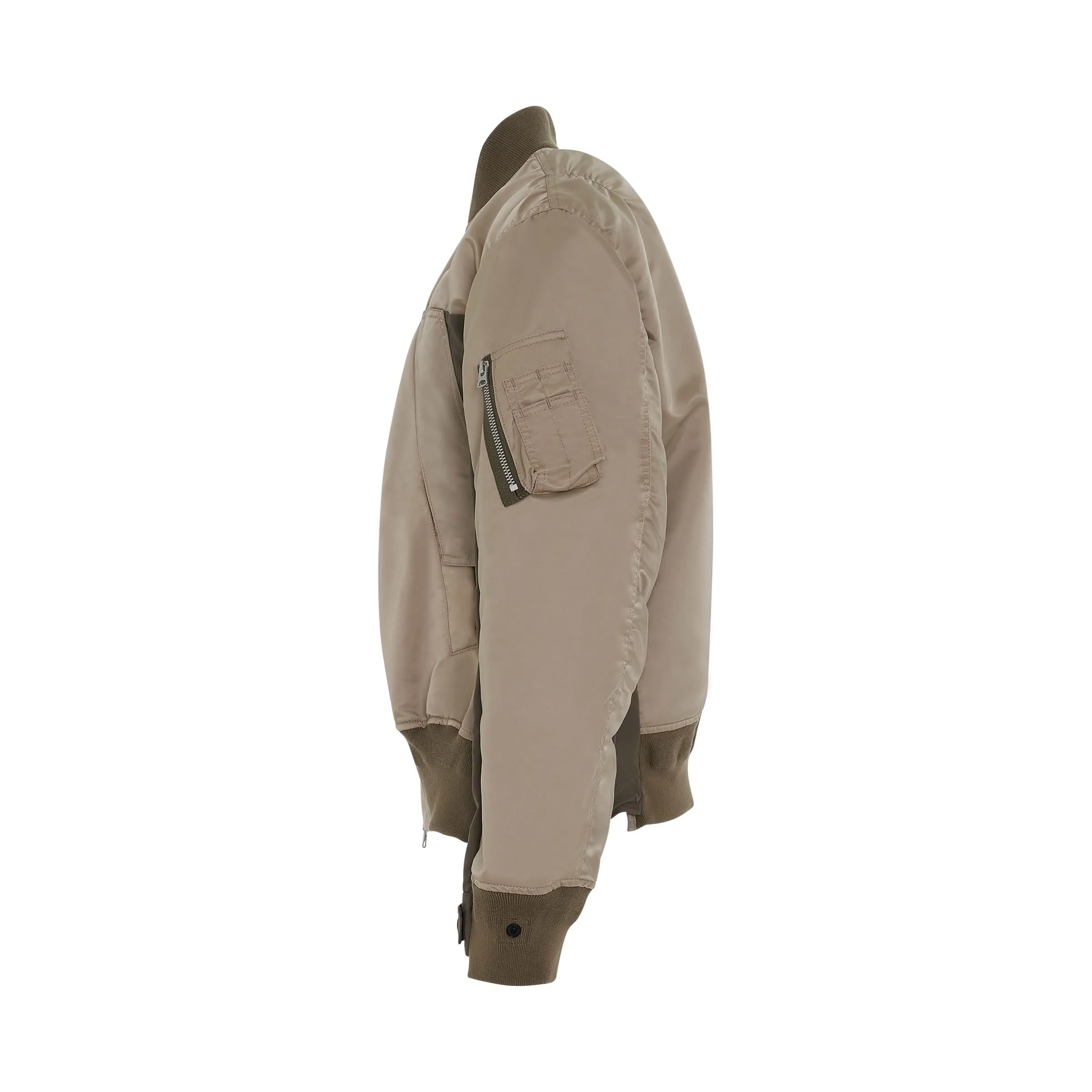 Nylon Twill Mix Classic Jacket in Beige