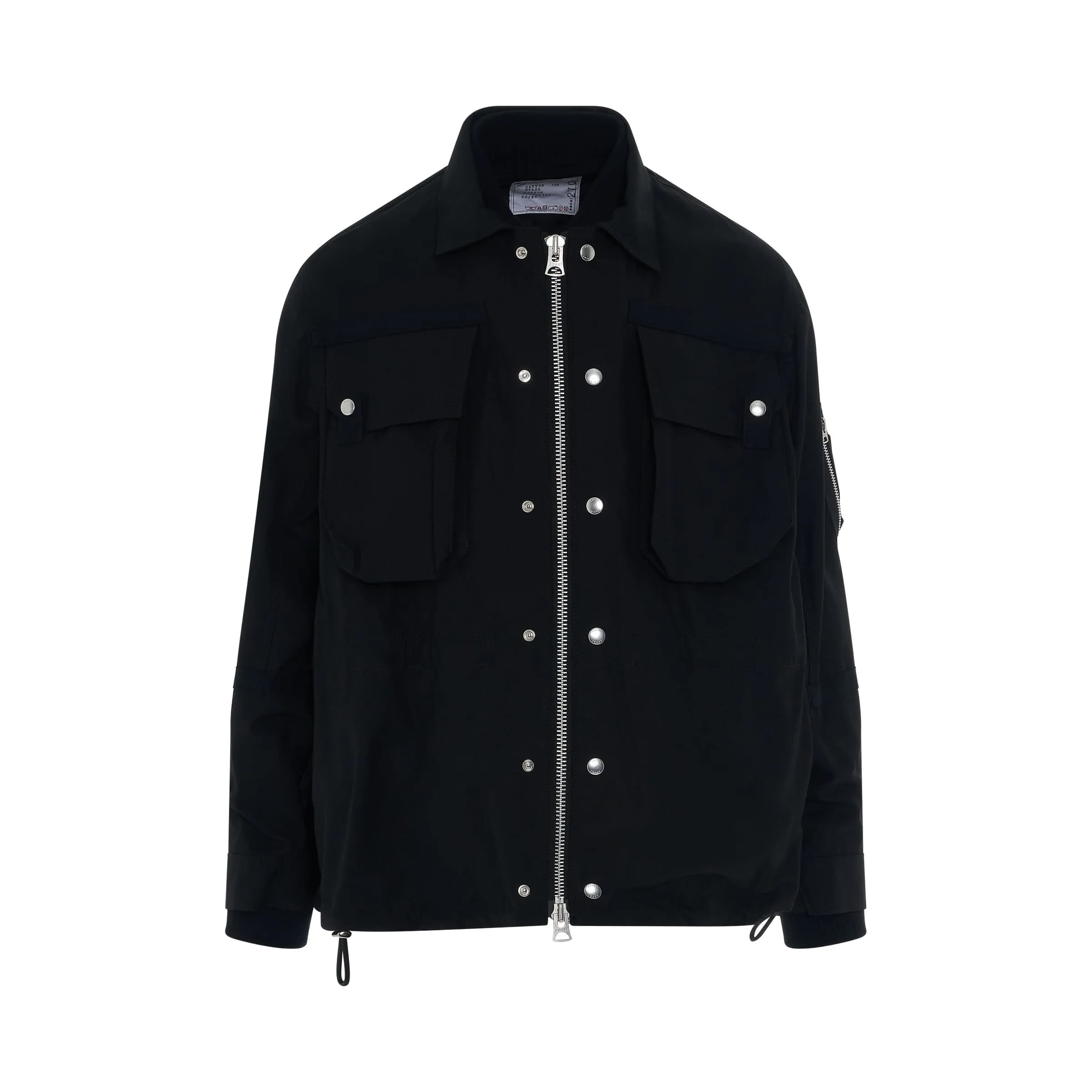 Nylon Twill Mix Classic Jacket in Black