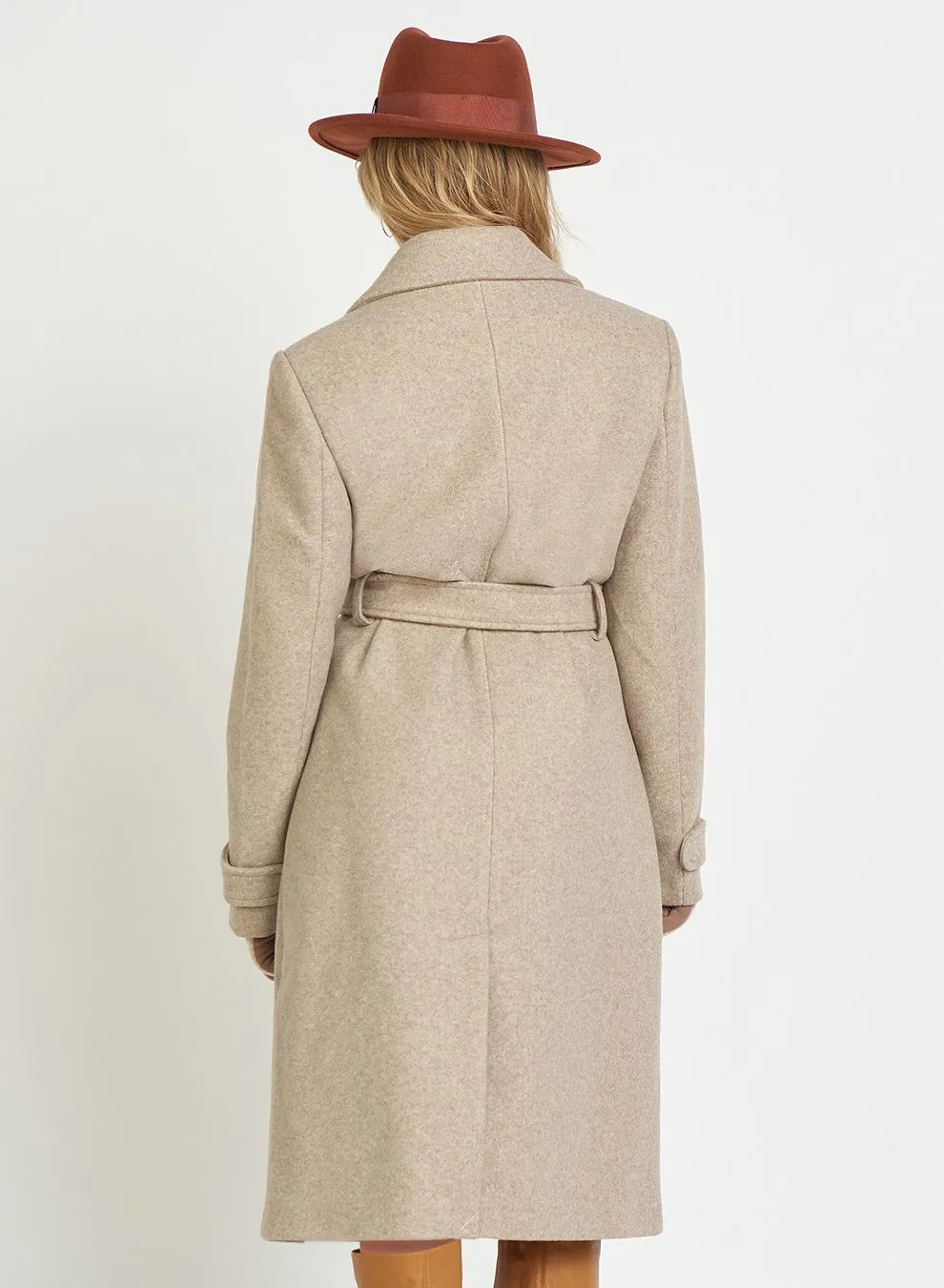 Oatmeal Belted Collar Coat