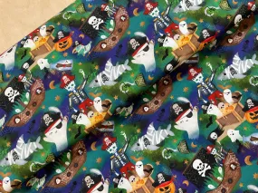 Ocean Pirate Halloween Party Cotton Jersey Fabric