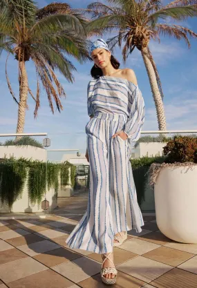 OnceWas Positano Wide Leg Pant in Sorrento Stripe