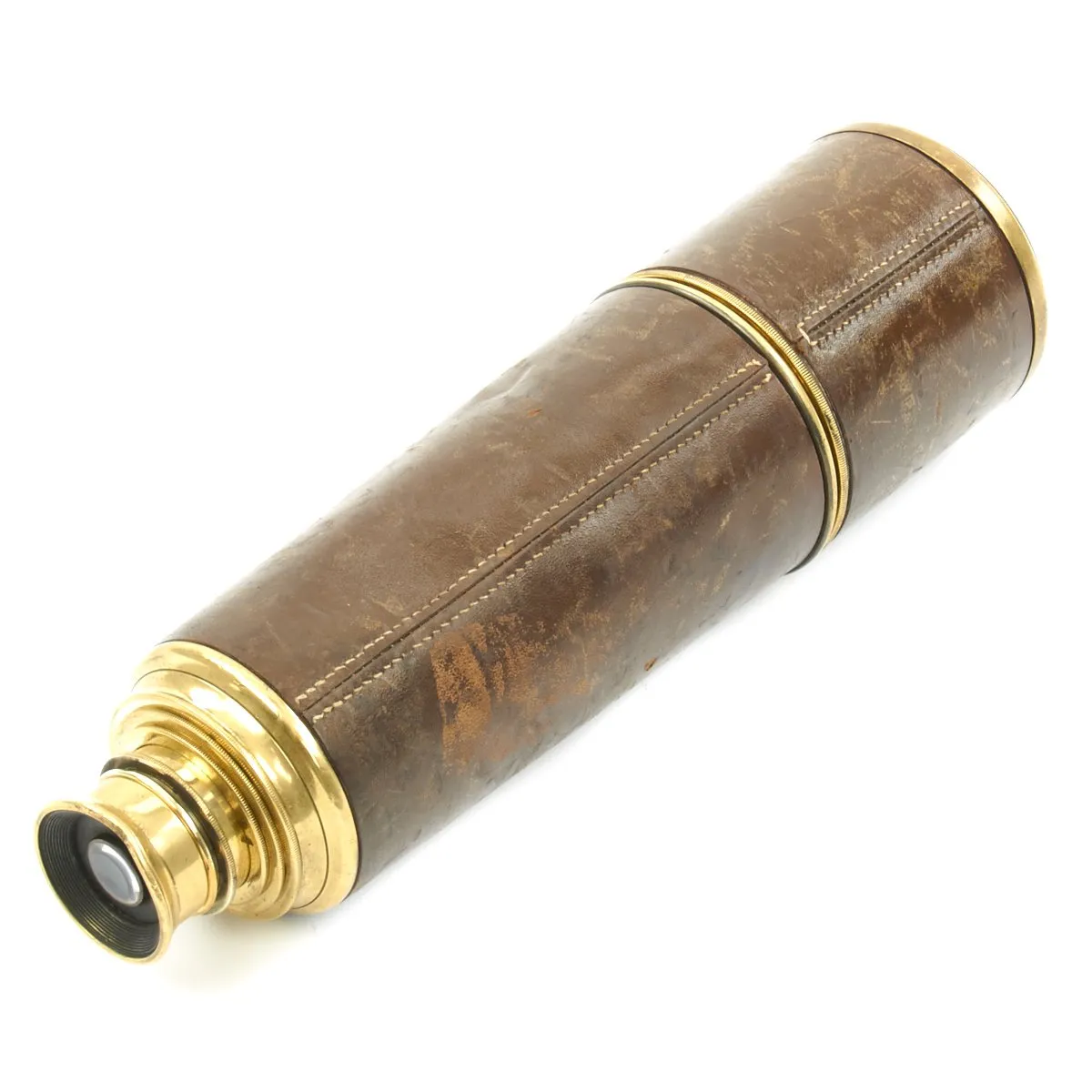 Original British WWI Five-Draw Brass Field Telescope Named to Officer KIA in 1914 - by Dollond of London