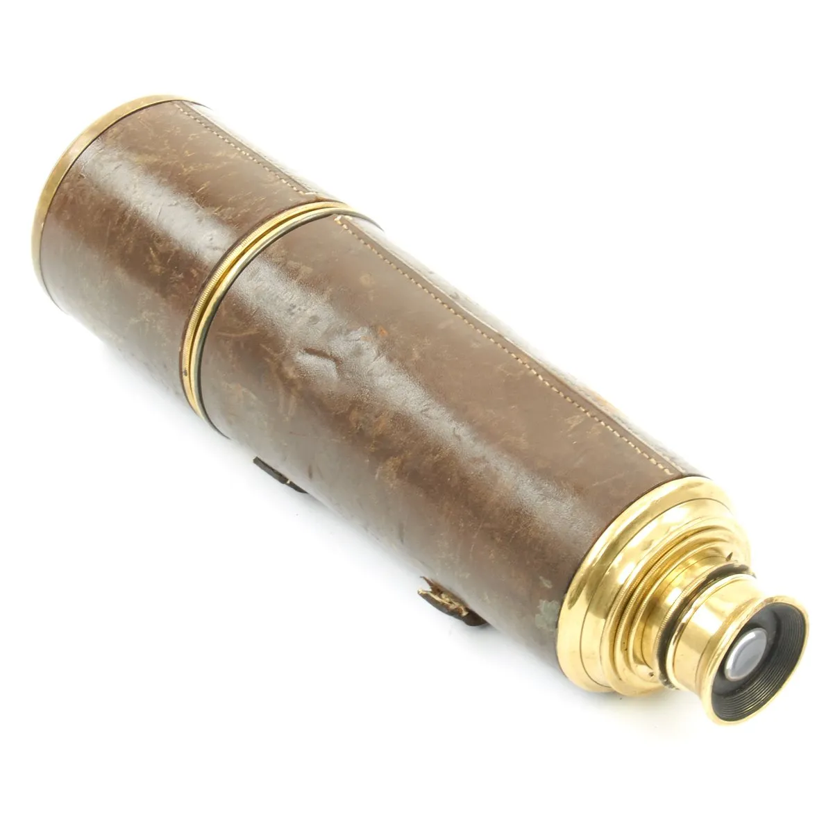 Original British WWI Five-Draw Brass Field Telescope Named to Officer KIA in 1914 - by Dollond of London