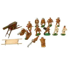 Original U.S. WWI Collection of Metal Toys - Lot of 13 Barclay Manoil Toys & 1 GFN Machine Gun Toy