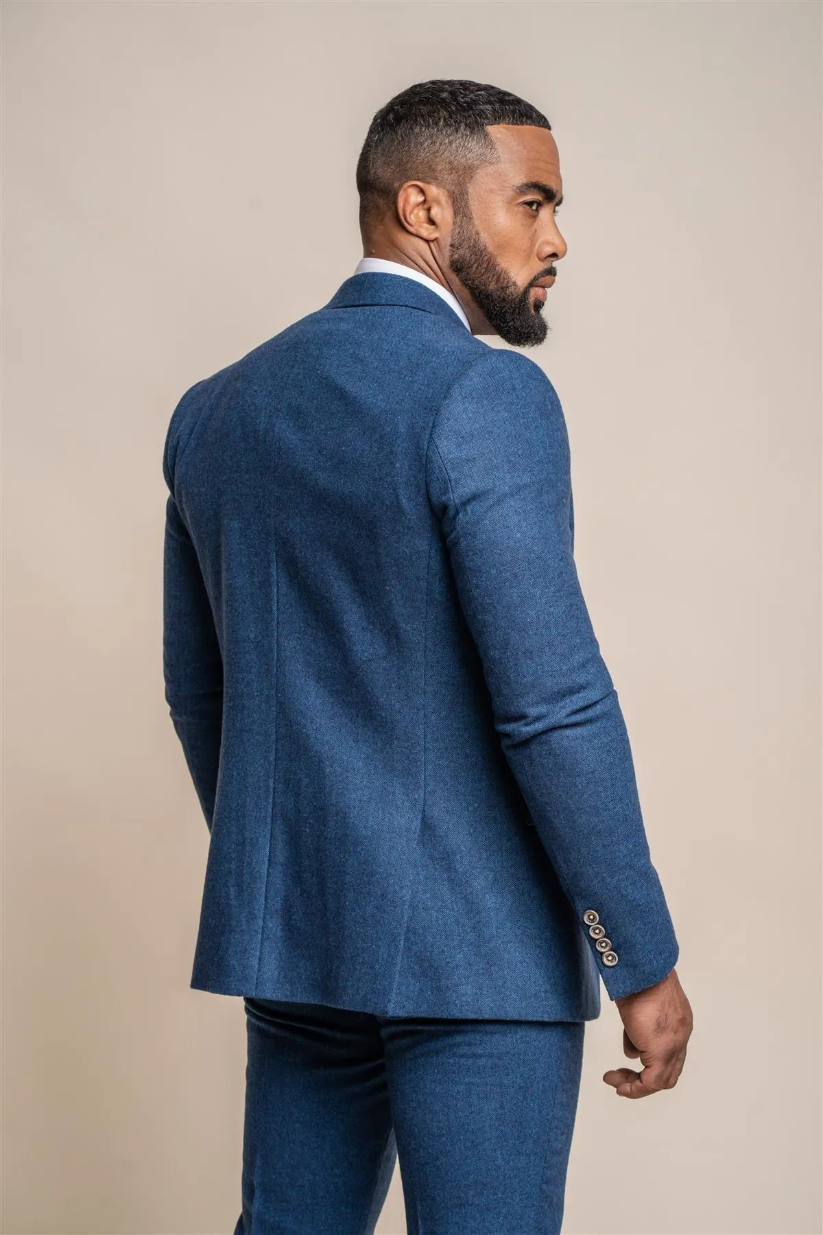 Orson Blue Tweed Slim Fit Three Piece Suit