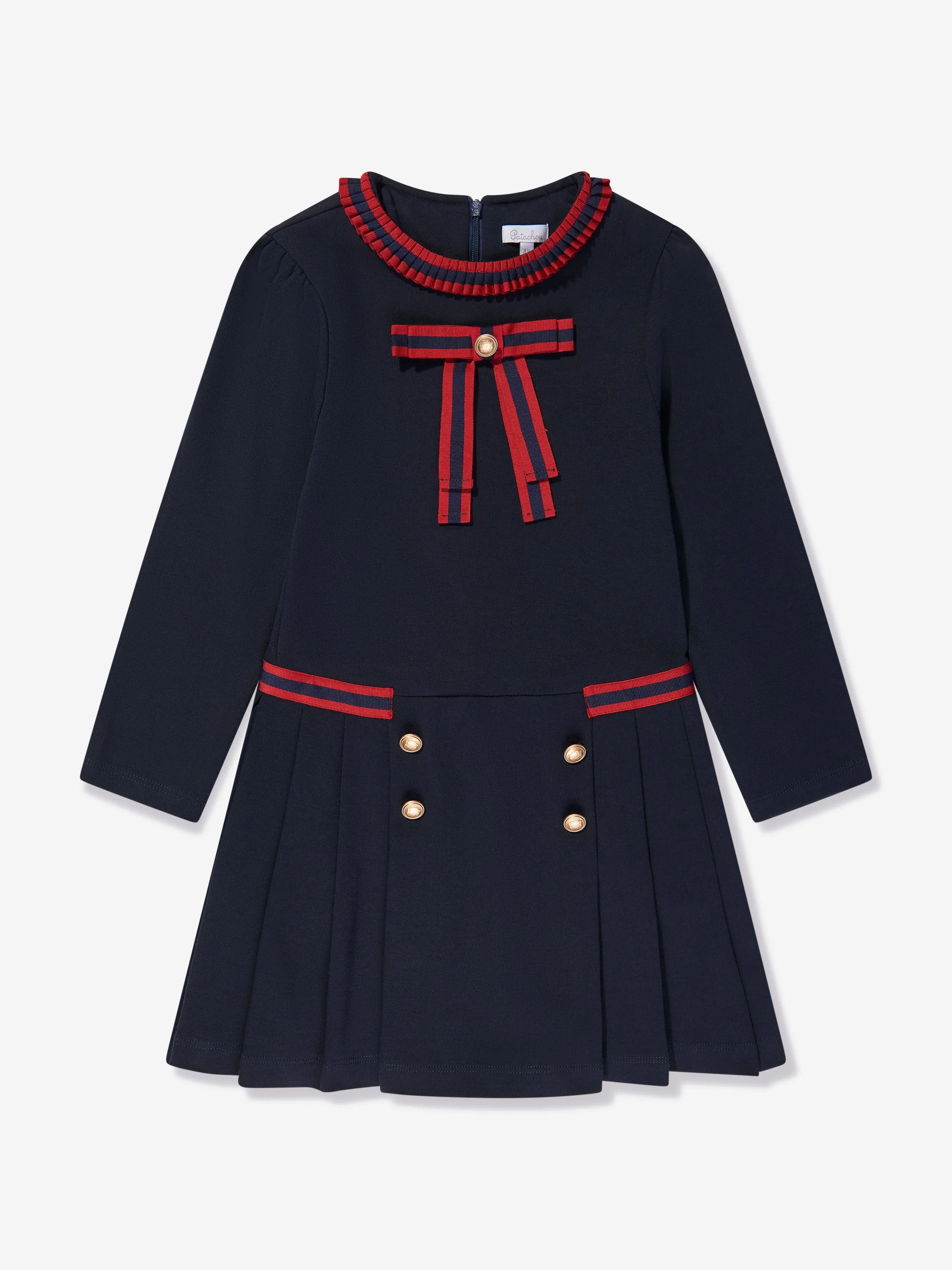 Patachou Girls Jersey Pleated Dress in Navy