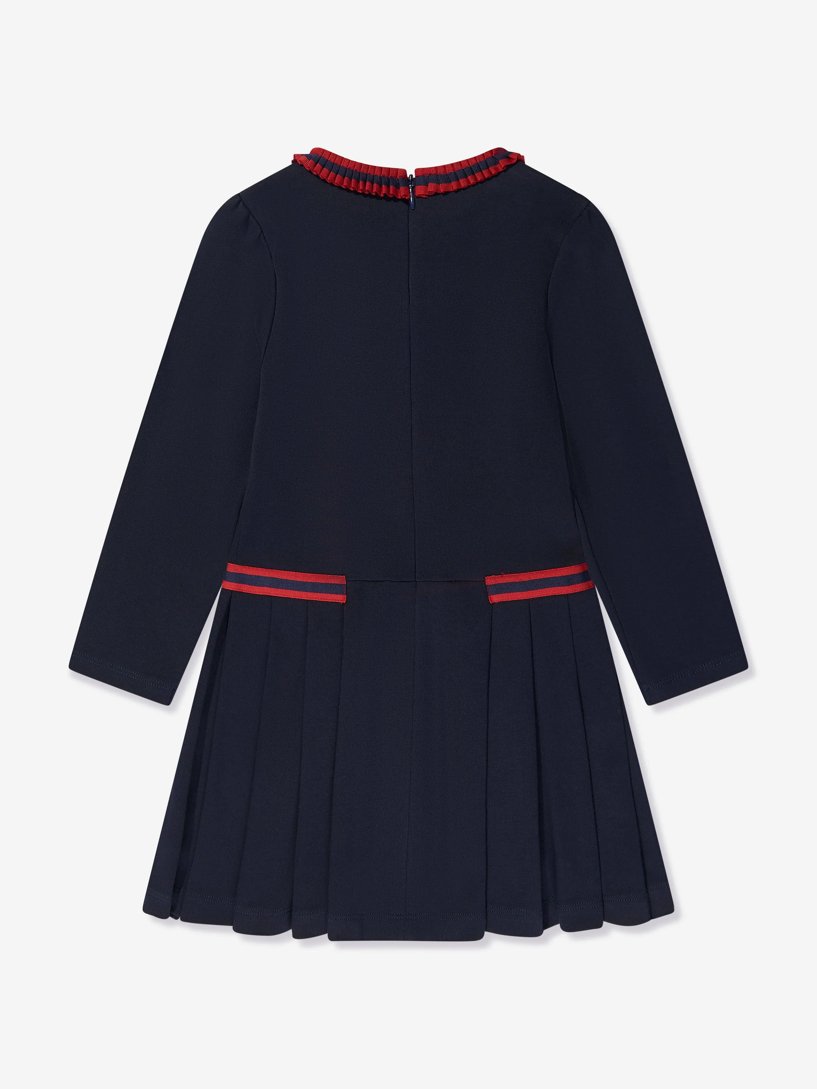 Patachou Girls Jersey Pleated Dress in Navy