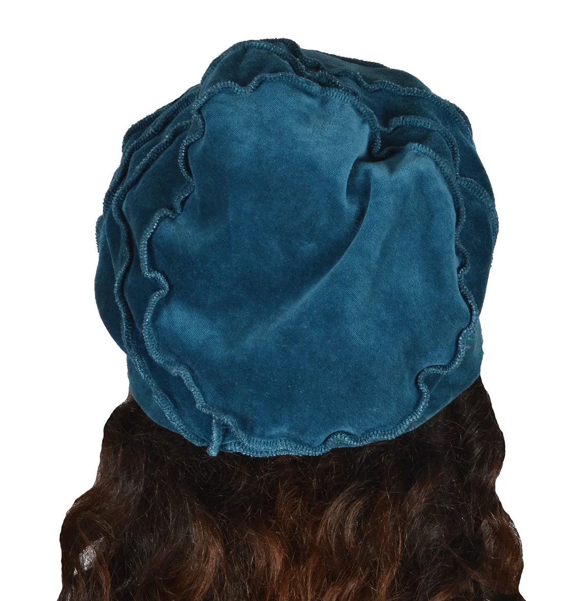 Peacock Feather Embroidered Cotton Velvet Slouch Hat