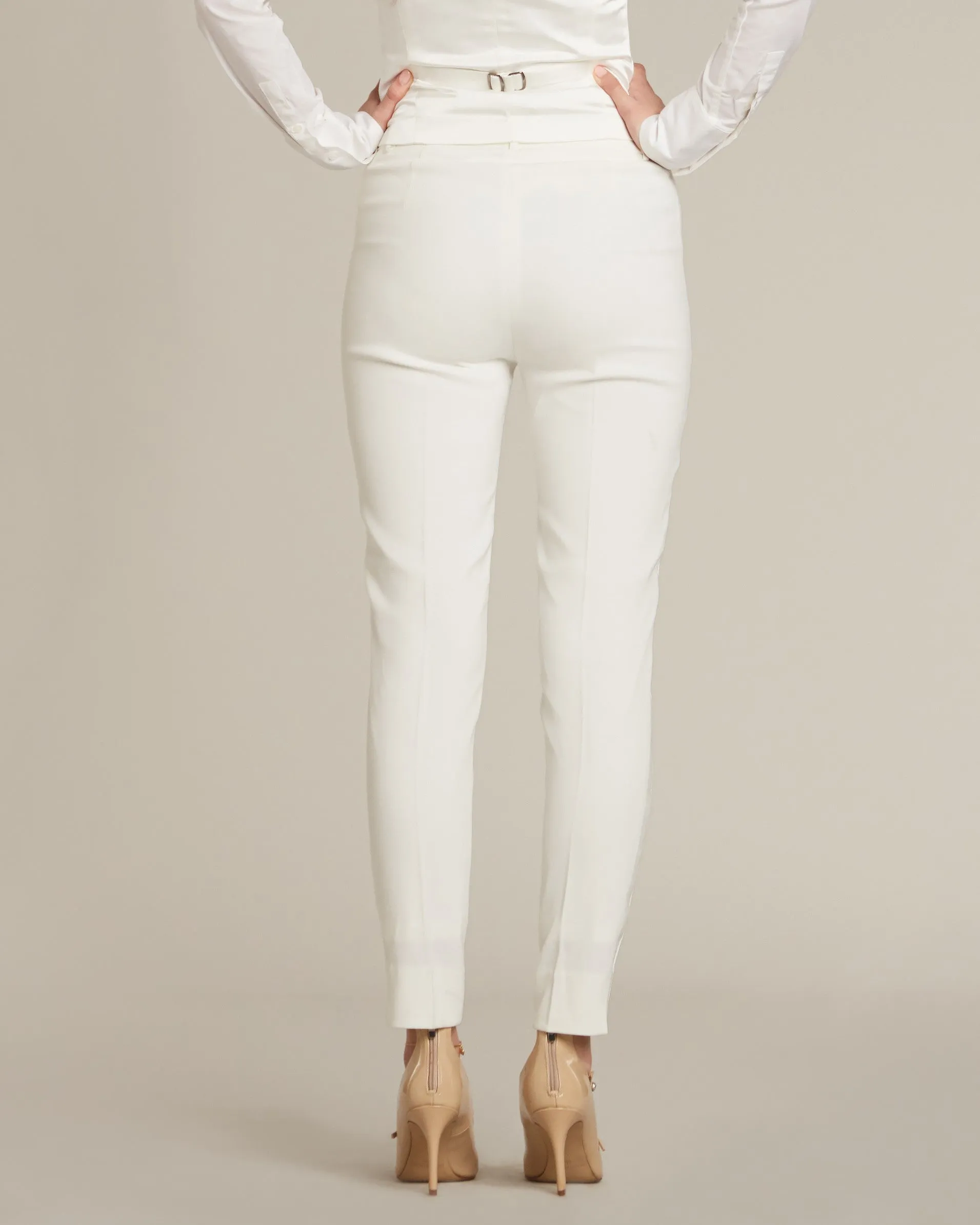 Pearl White Ultra Slim Fit Tuxedo Pants