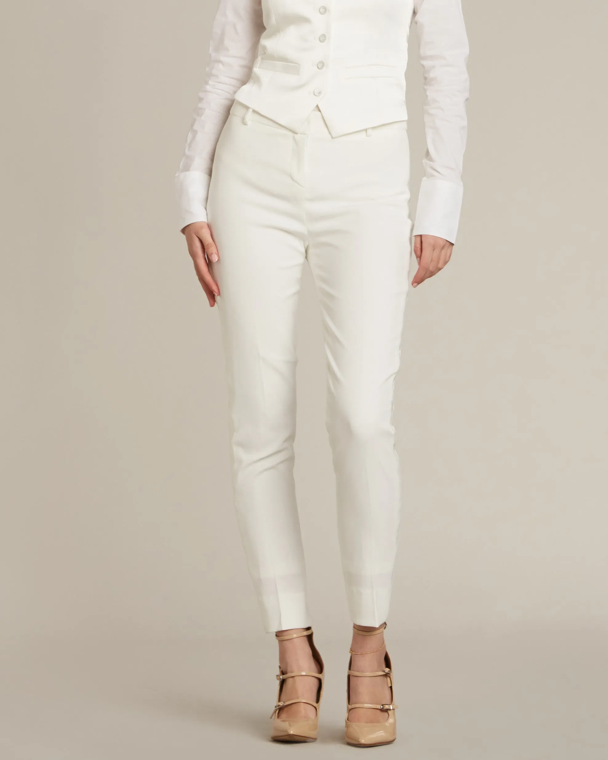 Pearl White Ultra Slim Fit Tuxedo Pants