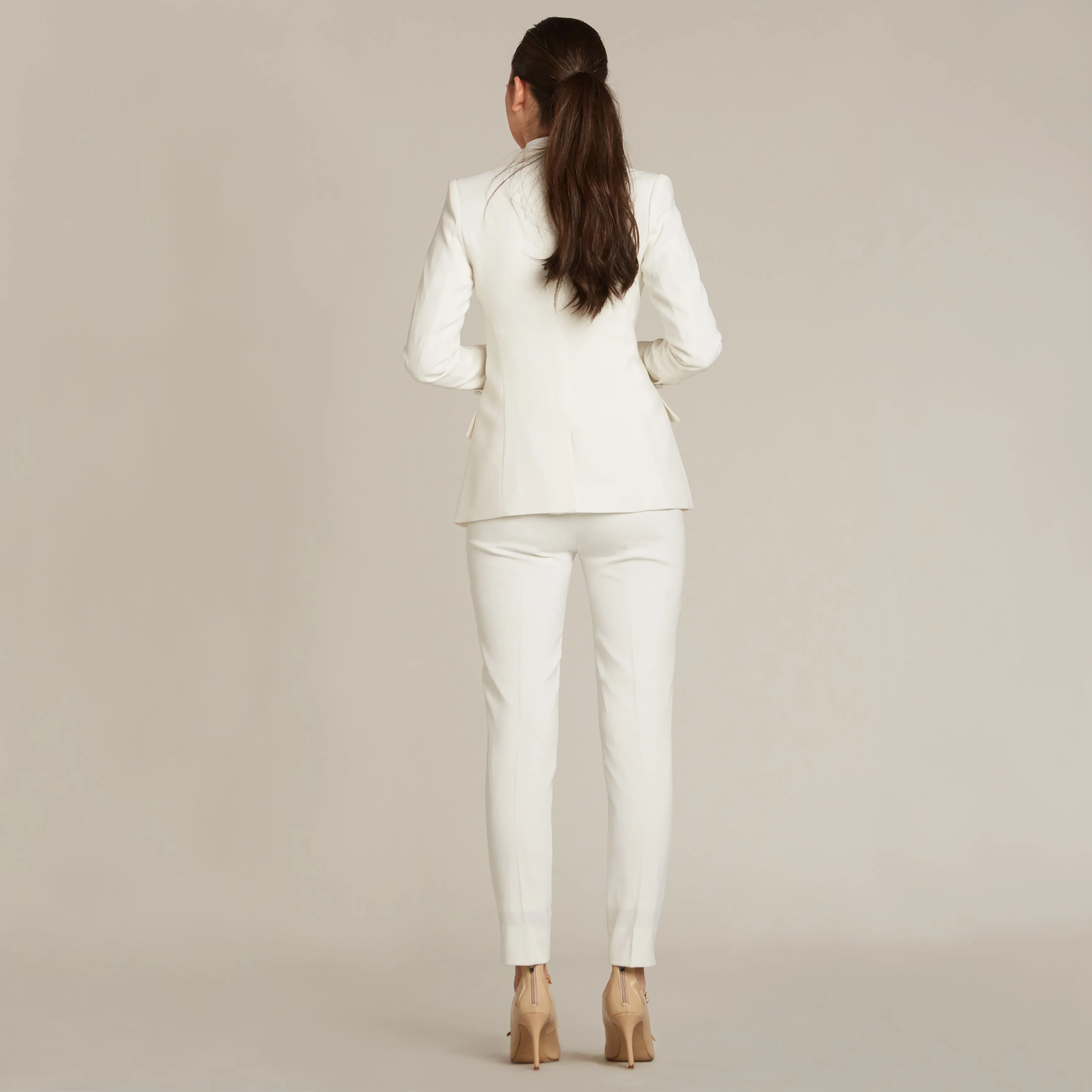 Pearl White Ultra Slim Fit Tuxedo Pants