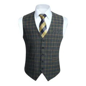 Plaid Slim Suit Vest - B-DARK GREY