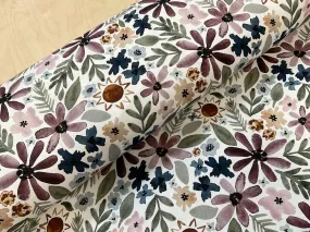 Plum floral Cotton Jersey Fabric