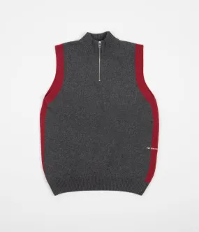 Pop Trading Company Half Zip Knitted Vest - Charcoal / Rio Red