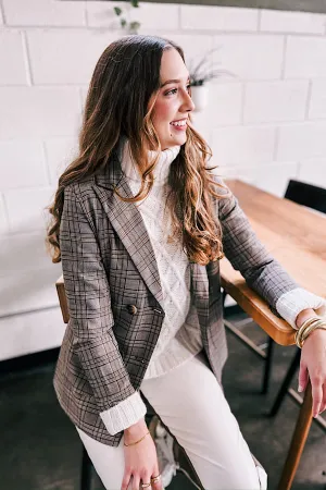 Preptastic Brown Orange Plaid Blazer