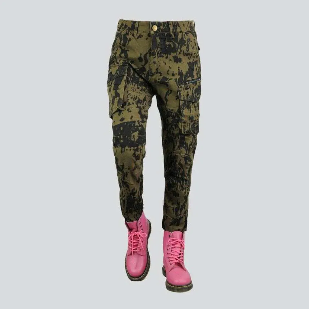 Quality camouflage women's biker jeans