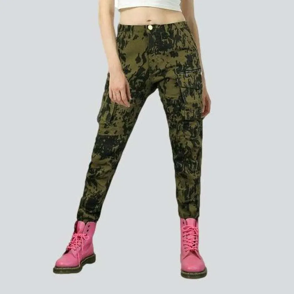 Quality camouflage women's biker jeans