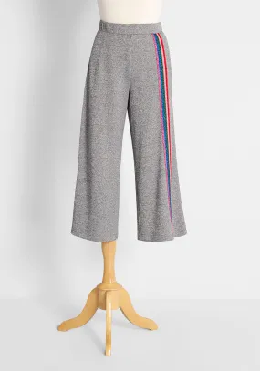 Racing in Rainbow Stripes Wide-Leg Knit Pants