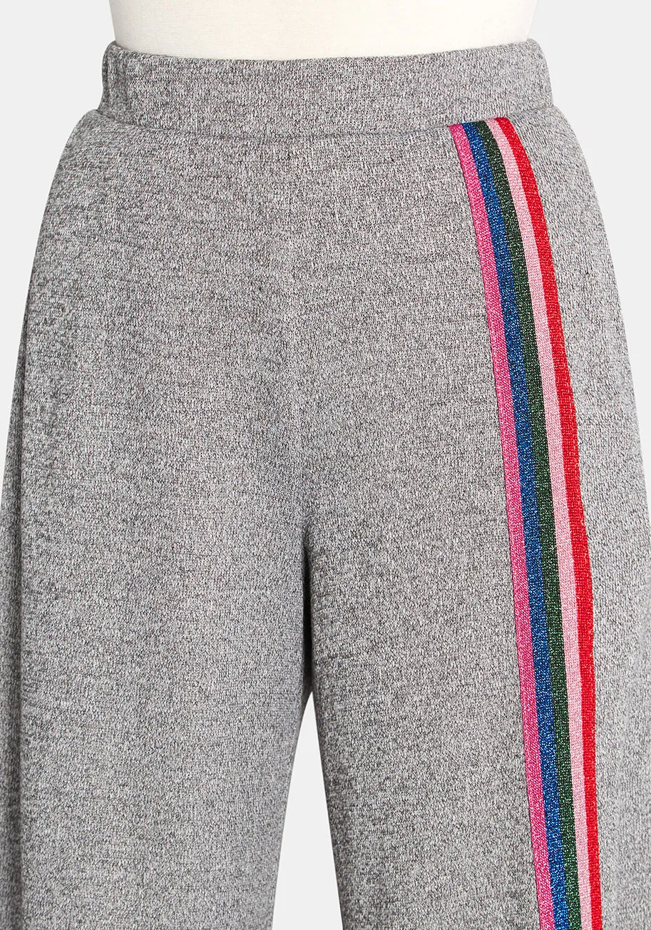 Racing in Rainbow Stripes Wide-Leg Knit Pants